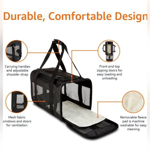 Amazon Basics Soft Sided Mesh Pet Travel Carrier Medium Size - Picture 6 of 13